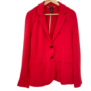 OLSEN BRIGHT RED COTTON BLEND STRETCH KNIT WOMEN'S BLAZER JACKET, SIZE 14, LRG